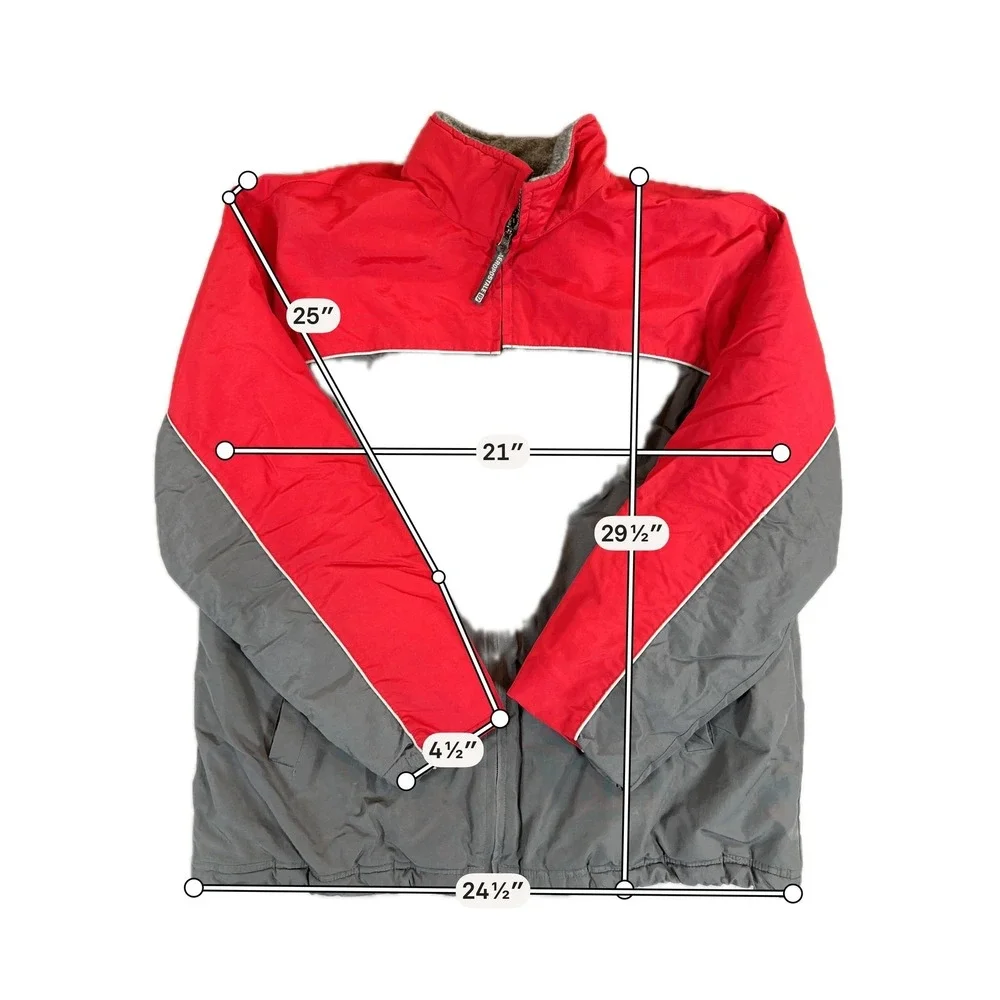 Aeropostale‎ Jacket Mens Large Gray Red Colorblock Full Zip Insulated